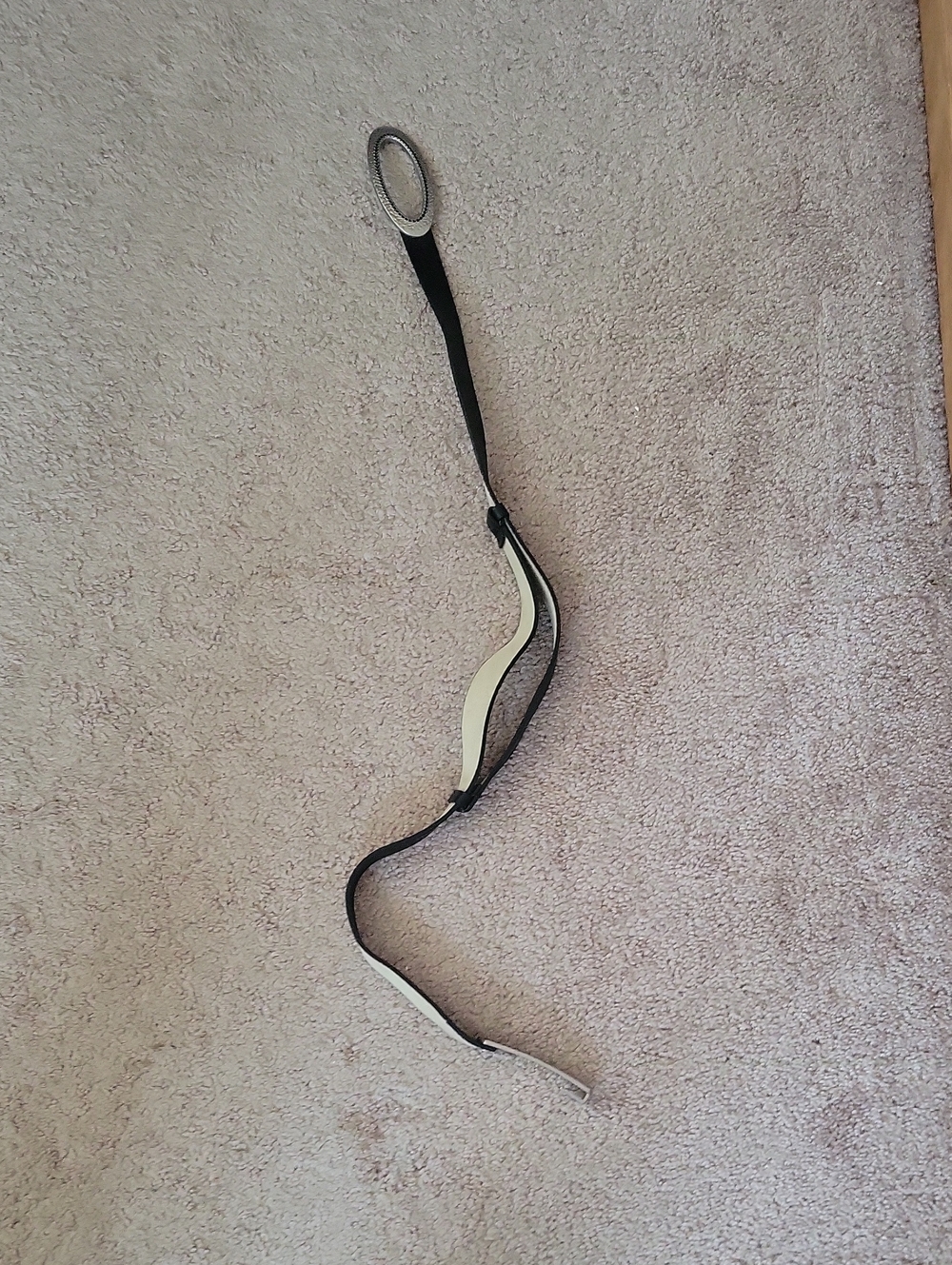 Leather Braided Accent Belt in Black and Cream